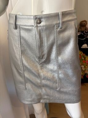 Marc New York Silver Pleather Skirt